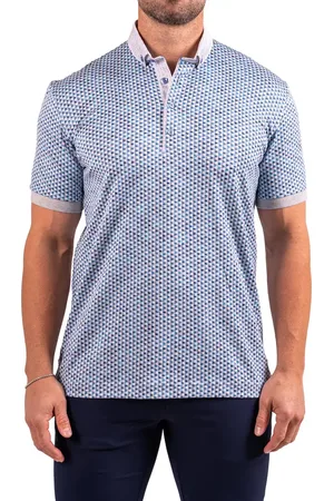 Maceoo Collarcubic Cotton Jacquard Button-Down Polo at Nordstrom, Size 3