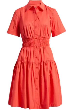 Vince Camuto Smocked Waist Tiered Shirtdress in at Nordstrom, Size 14