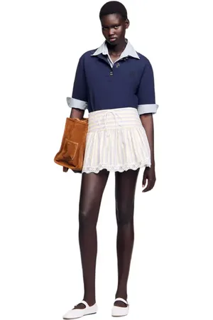 Sandro Striped skort in Ecru /Jean at Nordstrom, Size 38 Eu