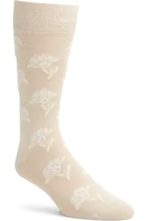 HUGO BOSS Floral Jacquard Cotton Blend Dress Socks in at Nordstrom, Size 7-13
