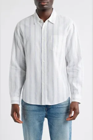 Rails Clyde Stripe Hemp & Cotton Button-Up Shirt in at Nordstrom, Size Medium