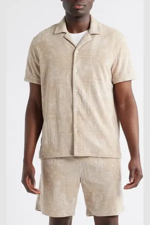 Rails Maverick Bandana Print Textured Knit Camp Shirt in at Nordstrom, Size Small