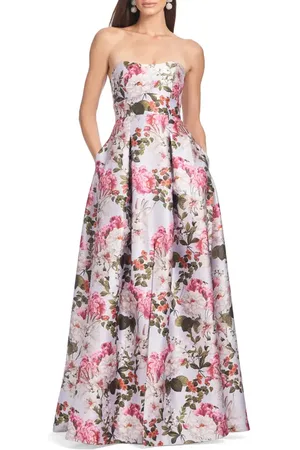 Sachin & Babi Giovanna Floral Mikado Satin Strapless Gown in at Nordstrom, Size 6