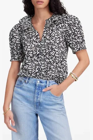 Madewell Ruffle Floral Button Front Top in at Nordstrom, Size X-Large