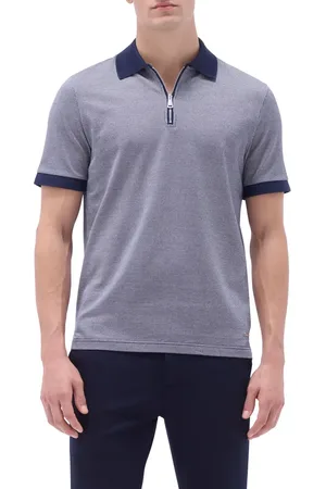 Bugatchi Contrast Trim Zip Polo in at Nordstrom, Size Xx-Large