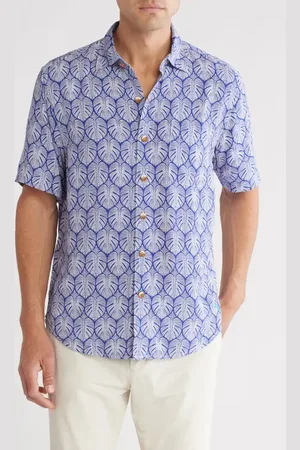 Tommy Bahama Veracruz Cay Palm Frond Print Short Sleeve Button-Up Shirt in at Nordstrom, Size Large