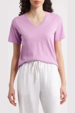 Eileen Fisher Easy V-Neck Organic Cotton T-Shirt in at Nordstrom, Size X-Small
