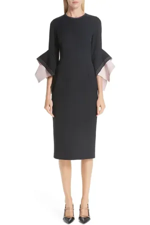 Roksanda Bicolor Flutter Sleeve Crepe Sheath Dress in at Nordstrom, Size 6 Us