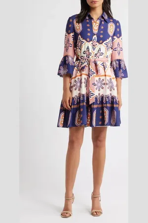 Julia Jordan Print Tie Waist Shirtdress in at Nordstrom, Size X-Small