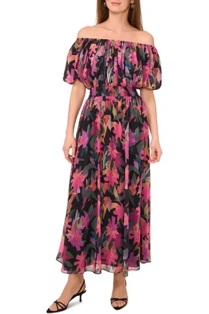 Vince Camuto Floral Off the Shoulder Puff Sleeve Maxi Dress in at Nordstrom, Size Small