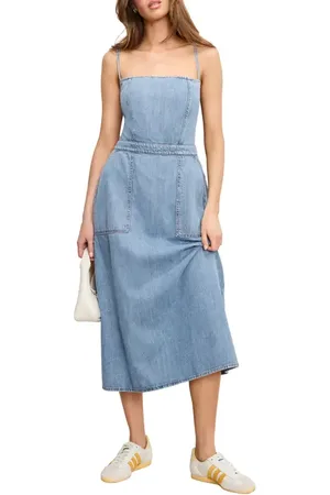 GOOD AMERICAN Lite Denim Midi Dress in at Nordstrom, Size Large