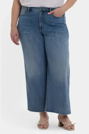 NYDJ Brodi Cool Embrace?? Frayed High Waist Ankle Wide Leg Jeans in at Nordstrom, Size 14W
