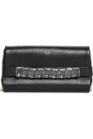 Jimmy Choo Kya Crystal Embellished Leather Clutch in at Nordstrom