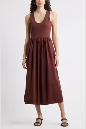 Nordstrom Mixed Media Stretch Cotton Tank Maxi Dress in at , Size Small