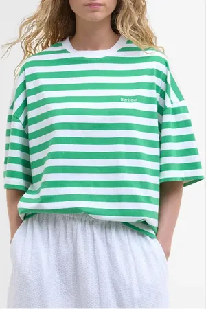Barbour Abby Stripe Oversize Logo T-Shirt in at Nordstrom, Size 4 Us