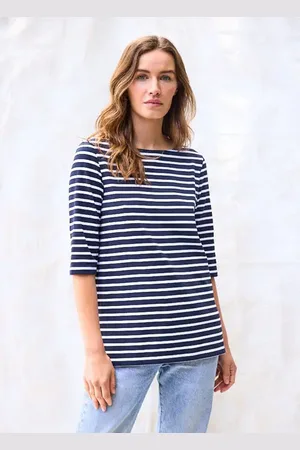 SAINT JAMES PHARE - Boat Neck Striped UV Fabric Tunic with Slits in at Nordstrom, Size 16