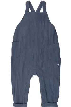 RuffleButts Baby Boys Cotton Gauze Overall Jumpsuit in at Nordstrom, Size 18-24M