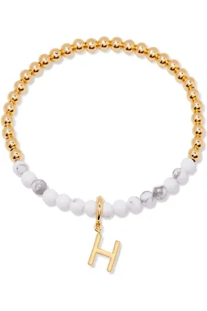 Brook and York Bennett Initial Howlite Beaded Bracelet in at Nordstrom