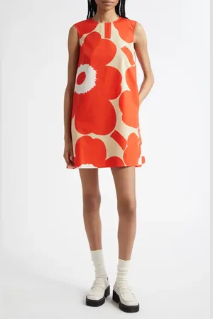 Marimekko Palatsi Unikko Organic Cotton Poplin Shift Minidress in at Nordstrom, Size 10 Us