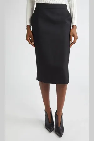 Alexander McQueen Back Button Wool Gabardine Pencil Skirt in at Nordstrom, Size 2 Us