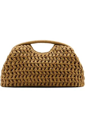 MANGO Natural Fiber Frame Clutch in at Nordstrom