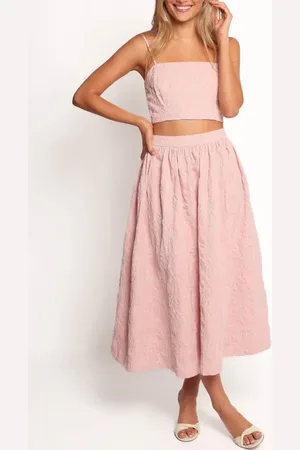 Petal & Pup Jazara Floral Embroidered Crop Camisole & Midi Skirt Set in at Nordstrom, Size Medium