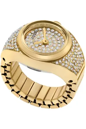 Fossil Crystal Pav?? Ring Watch, 15mm in Gold /Pave at Nordstrom