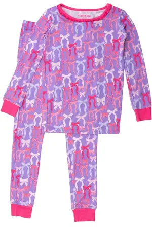 RuffleButts SoftSnooze Girls Ruffle Long Sleeve Pajama Set in at Nordstrom, Size 7
