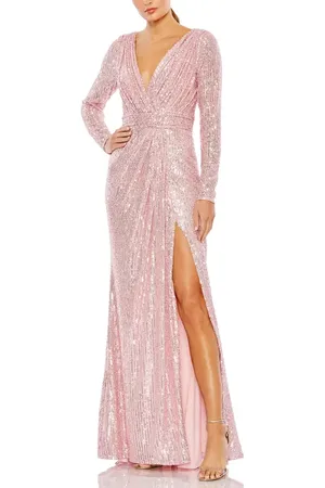 Mac Duggal Floor-Length Sequin Gown Featuring Long Sleeves and Sheer Accents in at Nordstrom, Size 10