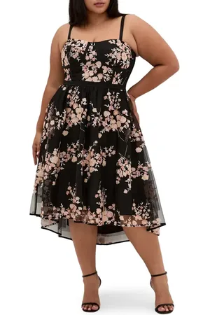 City Chic Ambrosia Sequin Floral Print High-Low Dress in at Nordstrom