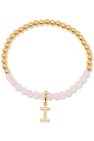 Brook and York Bennett Initial Rose Quartz Beaded Bracelet in at Nordstrom