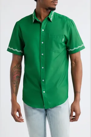 MAVRANS Ciao Weekend Embroidered Short Sleeve Performance Button-Up Shirt in at Nordstrom, Size Medium
