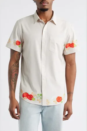 MAVRANS Ciao Weekend Cucina Print Short Sleeve Performance Button-Up Shirt in at Nordstrom, Size Small