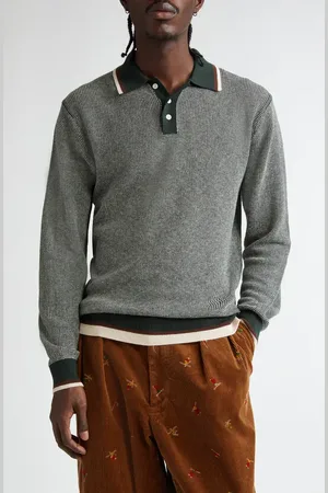 Beams Tipped Long Sleeve Wool & Cotton Polo Sweater in at Nordstrom, Size Medium