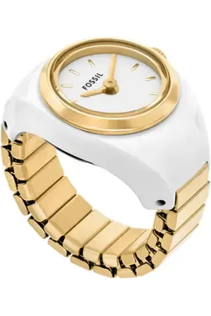 Fossil Glossy Enamel Ring Watch, 15mm in White /Gold at Nordstrom