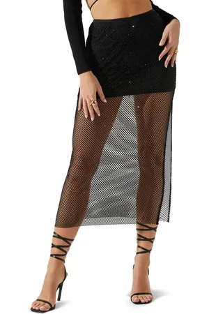 ASTR Mimi Sparkly Mesh Midi Skirt in at Nordstrom, Size Medium
