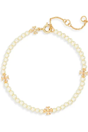 Tory Burch Kira Faux Pearl Bracelet in Tory Gold /Pearl at Nordstrom
