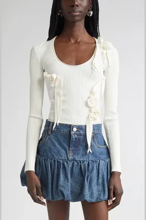 COPERNI Distressed Rosette Rib Sweater in at Nordstrom, Size X-Large