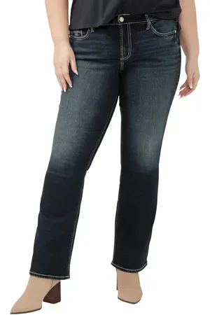 Silver Jeans Co. Suki Curvy Mid Rise Slim Bootcut Jeans in at Nordstrom, Size 18W X 31