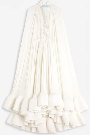 Lanvin Long Charmeuse Ruffle Dress in at Nordstrom, Size 44 Eu