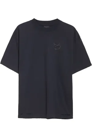 Balenciaga Medium Fit Nail Polish Distressed Logo Graphic T-Shirt in at Nordstrom, Size X-Large