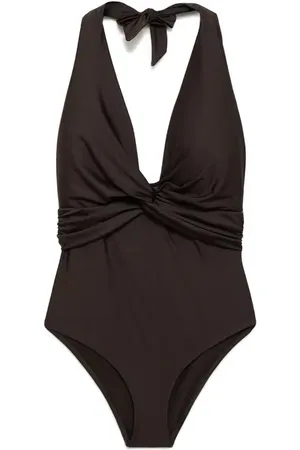 MANGO Drape Halter One-Piece Swimsuit in at Nordstrom, Size 2 X