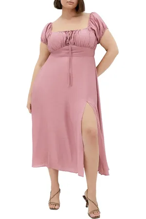 City Chic Abbigail Puff Sleeve Maxi Dress in at Nordstrom, Size Xxl