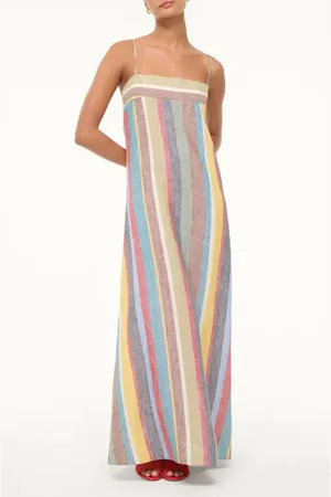 Staud Laura Stripe Linen Maxi Sundress in at Nordstrom, Size Large