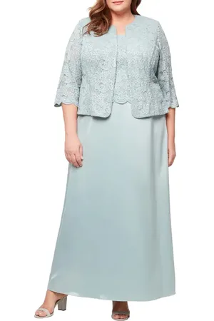 Alex Evenings Embroidered Lace Mock Two-Piece Gown with Jacket in at Nordstrom, Size 14W