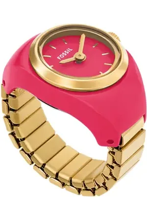 Fossil Glossy Enamel Ring Watch, 15mm in Pink /Gold at Nordstrom