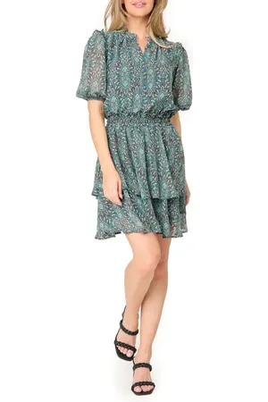 GIBSONLOOK Isla Paisley Smocked Waist Dress in at Nordstrom, Size Xx-Small