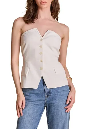 Endless Rose Button Front Strapless Top in at Nordstrom, Size Small