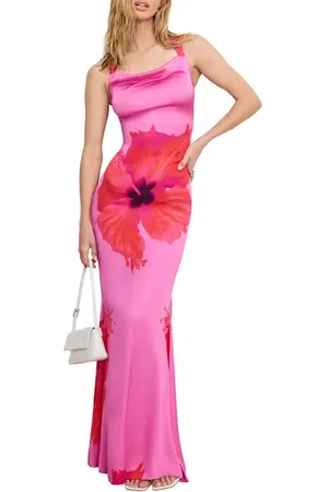 GOOD AMERICAN Satin Lace-Up Maxi Slipdress in at Nordstrom, Size X-Large
