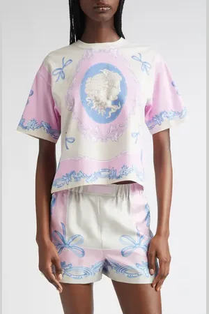 VERSACE Medusa Cameo Crop Graphic T-Shirt in at Nordstrom, Size 6 Us